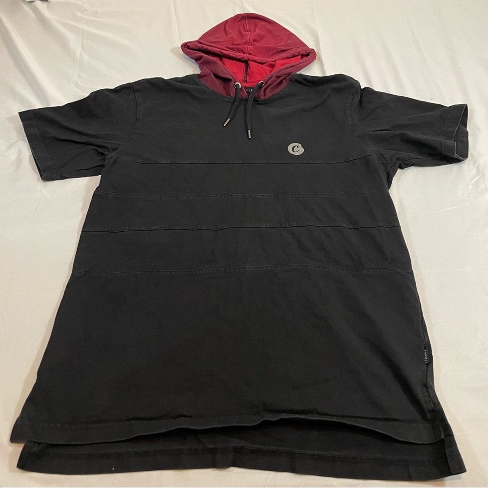 Cookies SF Mens XL Short Sleeve Hoodie Shirt Black Burgundy Paneled Streetwear